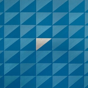 Cerulean Triangles, original art by John Sayward, 11&quot; x 14&quot; acrylic on wood panel