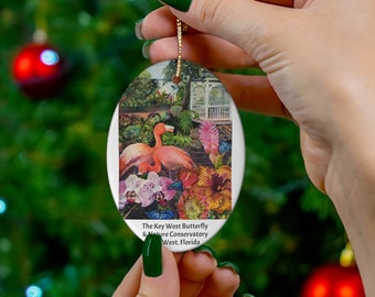 The Key West Butterfly and Nature Conservatory Ceramic Ornament: Florida Keys Vacation Souvenir or Holiday Christmas Gift