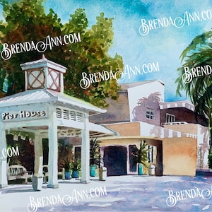 Key West FLA Watercolor Wall Art Print of Pier House Florida Keys Tropical Charm Print Vibrant Style Relive Vacation Memories