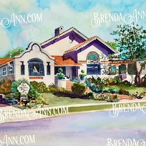 Cape May NJ Watercolor Wall Art Print: The Mission Inn B&B - Great for New Jersey Summer Vacation Souvenir, Wedding Gift, or Home Decor