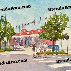 Avalon NJ Wall Art - Watercolor Print of Hoy’s 5 and 10: Great New Jersey Home Decor for Keepsake Gift