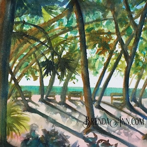 Key West FLA Watercolor Wall Art Print: Fort Zachary Taylor State Park - Great for Florida Keys Vacation Souvenir Gift or Home Decor