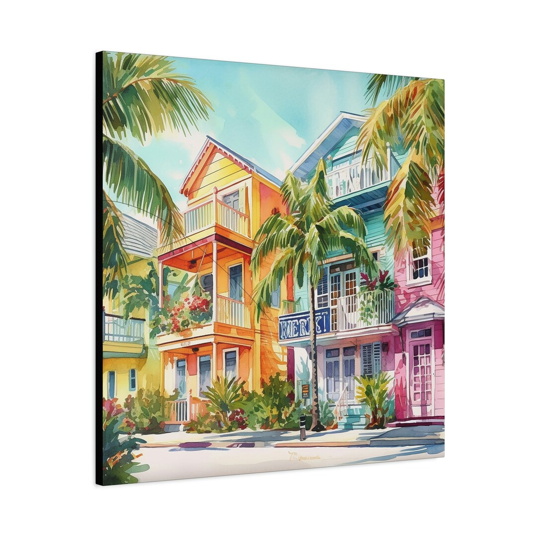 Key West Wall Art Matte Canvas Print Coastal Whimsical Etsy