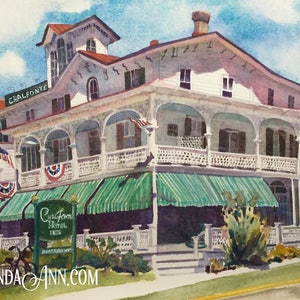 Cape May NJ Watercolor Print of The Chalfonte Hotel Bed & Breakfast New Jersey Wall Art for Gift