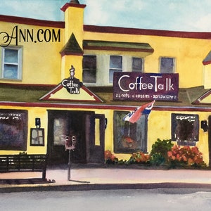 Stone Harbor NJ Watercolor Wall Art: Coffee Talk Print Relive New Jersey Shore Summer Memories Great for Gift or Home Decor