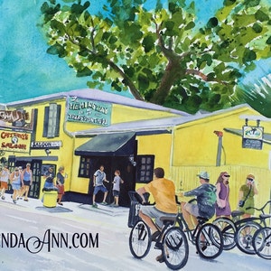 Key West Watercolor Wall Art Print of Captain Tony&#39;s Saloon Florida Keys Tropical Vibrant Style Relive Vacation Memories