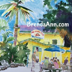 No Name Pub Watercolor Wall Art - Relive Florida Keys Memories with this Colorful Island Print