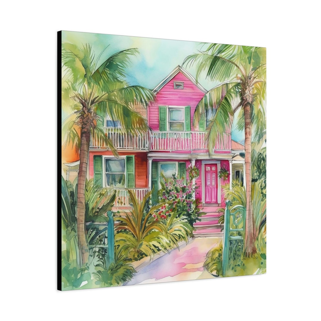 Key West Wall Art Matte Canvas Print Coastal Whimsical Etsy