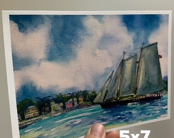 Key West Schooner America Tall Clipper Ship Western Union Florida Keys Key  West – Hand Signed Archival Watercolor Print Wall Art Brenda Ann – Schooner  Chandlery