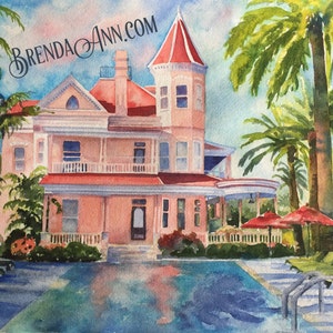 Key West Wall Art Watercolor Print of Southernmost House Florida Keys Gift Tropical Home Decor Vibrant Style Relive Vacation Memories
