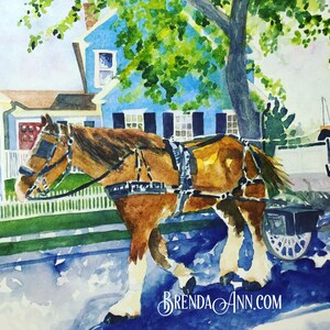 Cape May NJ Wall Art - Watercolor Print of a Horse and Carriage Ride in New Jersey Perfect for Special Vacation Keepsake or Wedding Gift