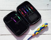 Interchangeable Head Crochet Hook Size 7.0, 6.0, 5.5, 5.0, 4.5, 4.0, 3.5, 3.0 textured Sunflowers, includes case