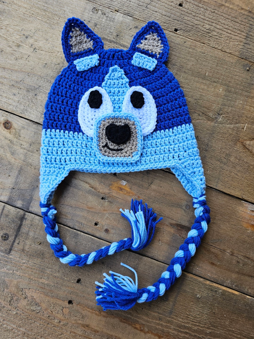 Bluey Inspired Toboggan Hat Earflaps Handmade Crochet. Etsy