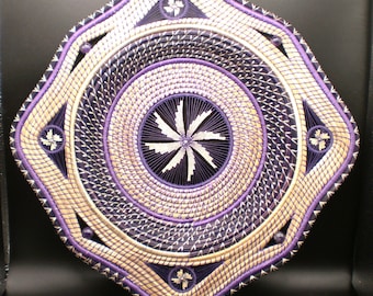 Sweet Amethyst Dreams - Sweetgrass and Purple Dyed Pine Needle Basket 0425