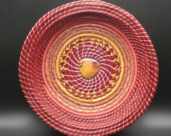 Burgundy and Gold - Pine Needle Basket 0725