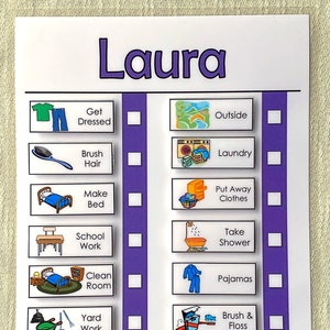 Calendrier visuel de la liste de contrôle des tâches ménagères pour les enfants, tableau des tâches ménagères avec images, tableau des tâches ménagères personnalisé, calendrier familial effaçable à sec