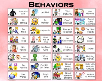 32 Illustrated Chores. Set 4: Behaviors and Good Attitudes, A4 & Letter Size, Themed for Boys or Girls Create your own Chart or Magnets