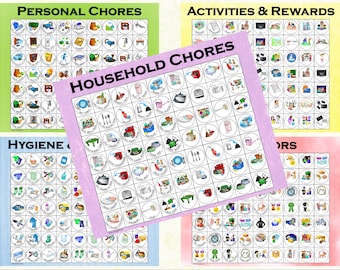 DIY Chore Magnets. All 6 sets of Chores, Behaviors and Activities collection of 192, Downloadable In Letter and A4 Size