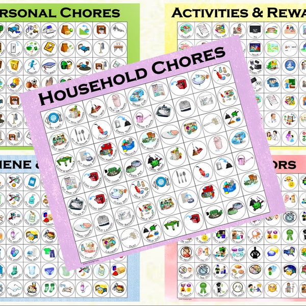 DIY Chore Magnets. All 6 sets of Chores, Behaviors and Activities collection of 192, Downloadable In Letter and A4 Size