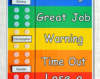 Multiple kid behavior chart for classroom behavior chart for kids at home custom color chart visual aid