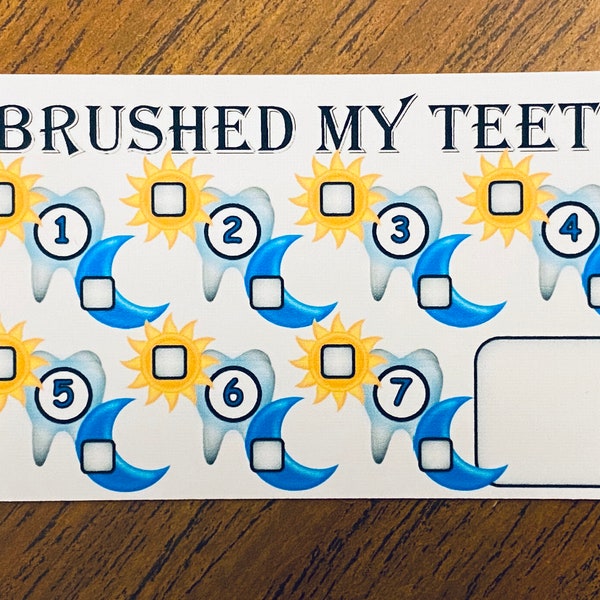 10 Brush Teeth Cards, Business Card Size, Double Sided. Room to Write in Reward