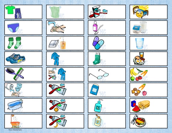 32 Illustrated Set 1: Hygiene and Self Care, A4 Letter