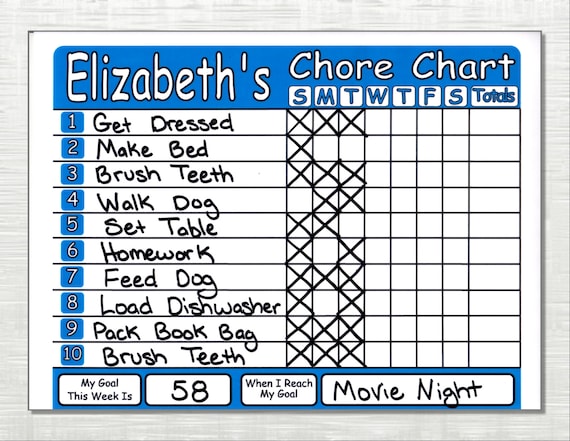 Dry Erase Chore Chart