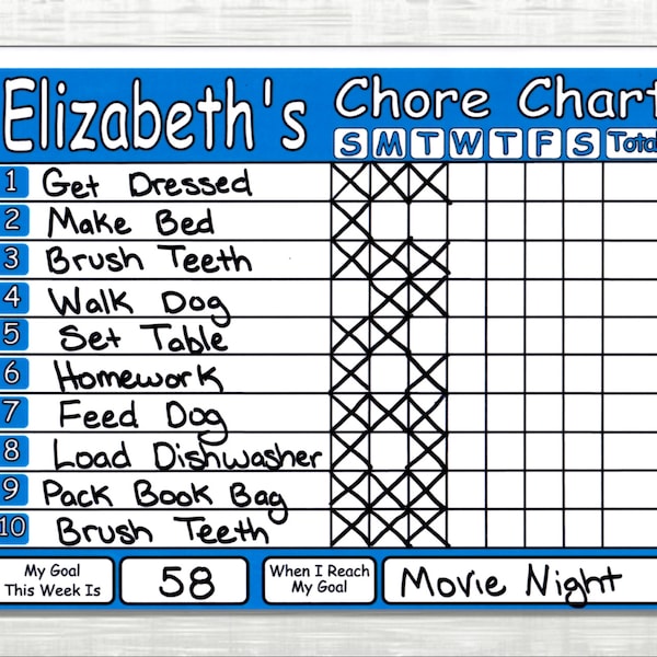 Chore Chart Shipped! Works like Dry Erase Board, Set Chores, Behaviors, Goals, & Rewards