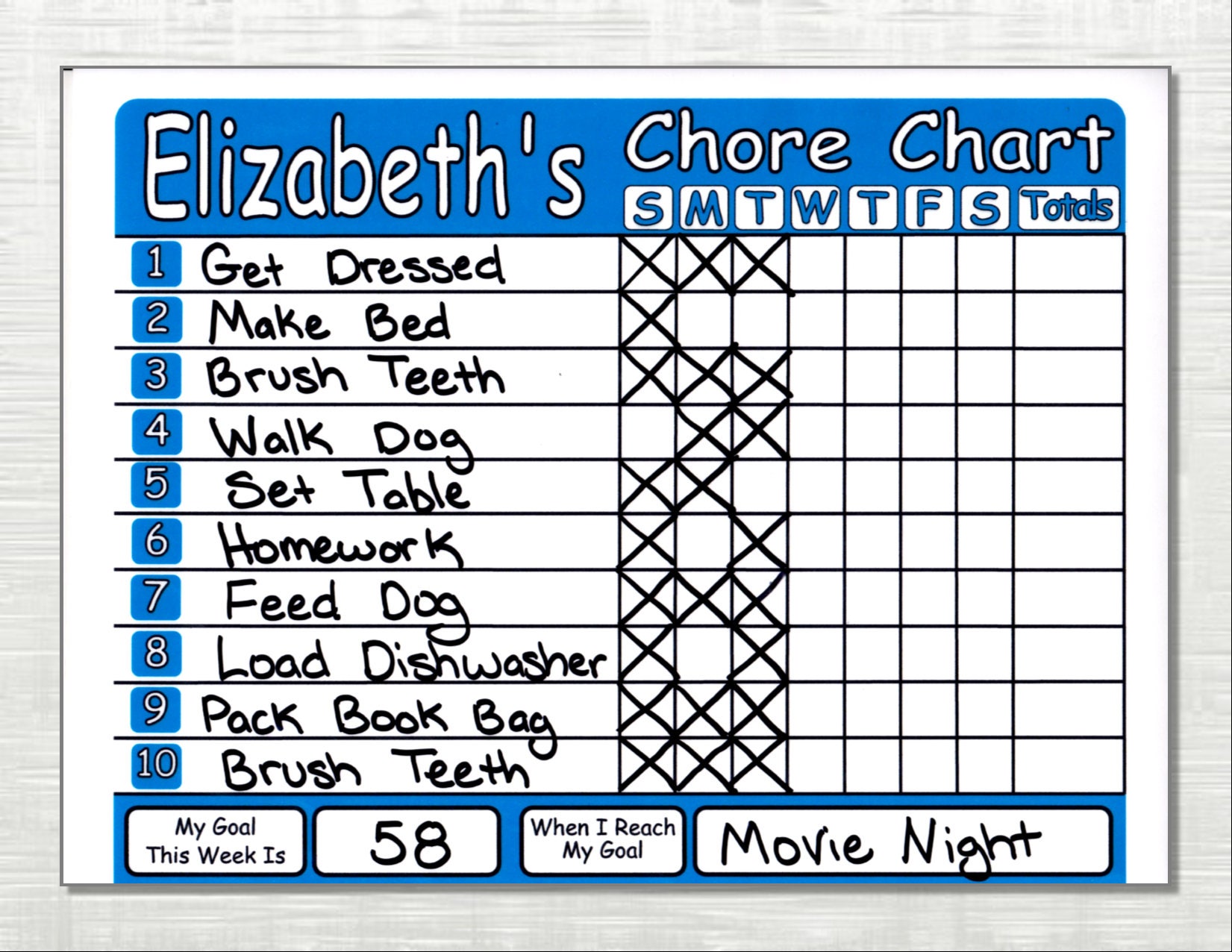 Chore Chart Shipped Works like Dry Erase Board Set Chores | Etsy