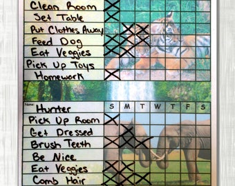 Chore Charts Shipped for Multiple Kids, 2 to 3 Children various Themes Works as Dry Erase Board