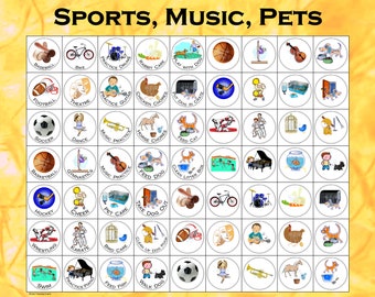 Magneti per lavori domestici fai da te. Set 5: Sport, Musica e Animali Domestici, Usa Perforatrici da 1" a tema per Ragazzi/Ragazze. Crea la tua tabella dei lavori domestici, A4 o Lettera