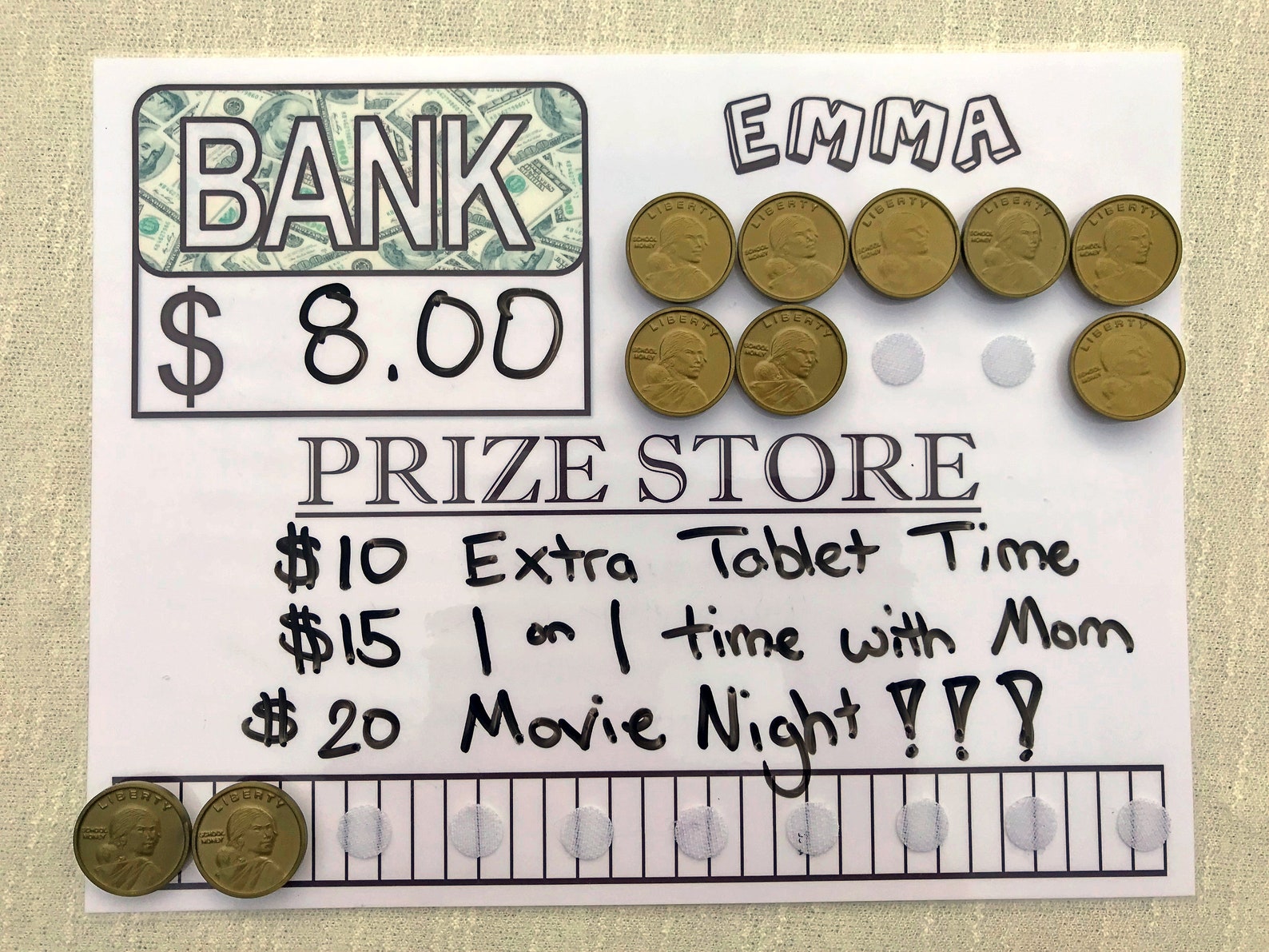 A Bank Behavior Chart, Customize Name, With 10 Movable Coins and a Goal ...