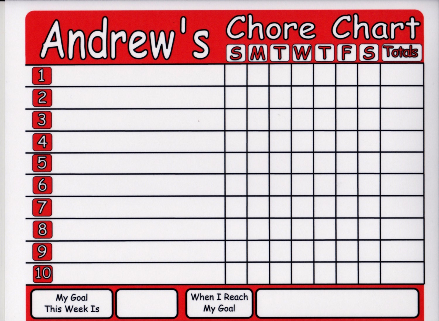 Chore Chart Shipped Works Like Dry Erase Board Set Chores Etsy