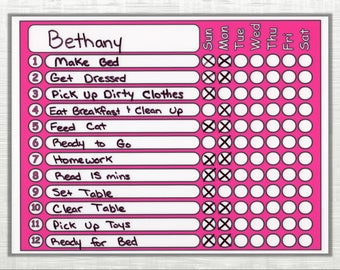 Chore Chart Shipped! Use as Dry Erase Board room for 12 chores. Multi chart colors to choose from