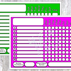 2 gráficos de tareas tamaño carta con inicio el domingo y tamaño A4 con inicio el lunes, archivos imprimibles de descarga digital, 1 rosa y 1 verde