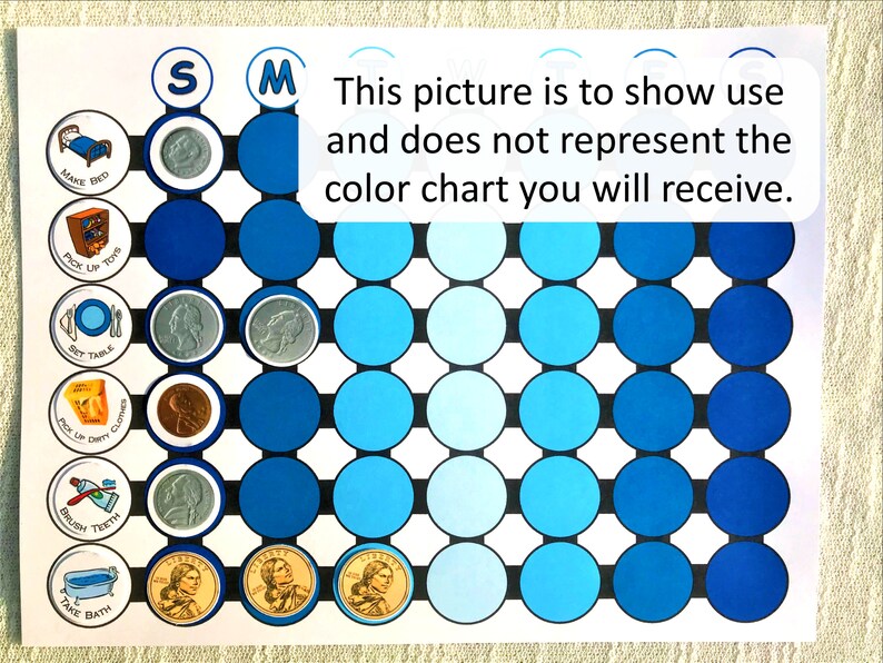 2 Printable Allowance Charts With Coins and Illustrated | Etsy