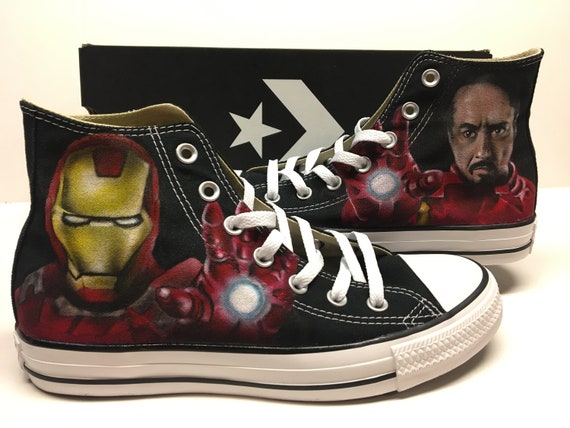 Ironman and Tony Stark fan art custom Converse All Stars | Etsy