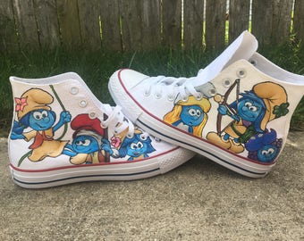 Smurf themed Custom Converse All Star shoes