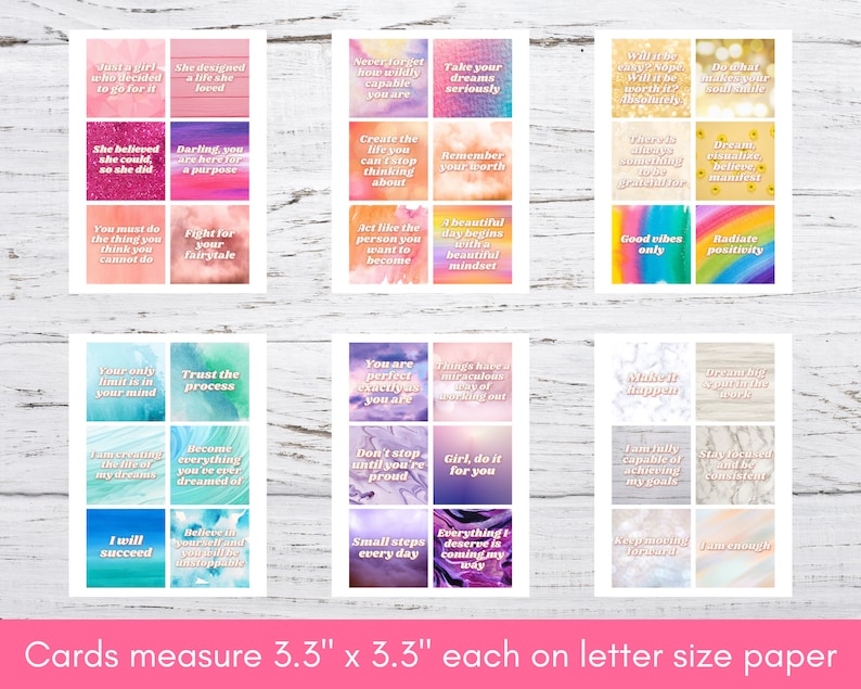 Vision Board Printable Kit | Vision Board Cards | Printable Affirmation ...