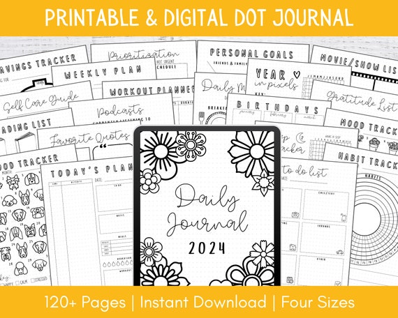 Printable Daily Journal Bundle 2024 & Undated Dot Journal Templates Premade  Journal Printable Bullett Journal Pages Digital Journals 