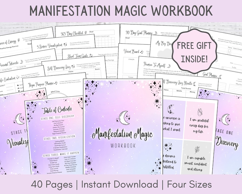 Manifestation Journal Printable | Digital Manifestation Guide | Law of Attraction Workbook | Dream Journal | Manifesting Planner Digital PDF image 1