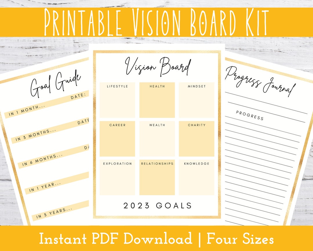 2023 Vision Board Template Printable Goal Planner Law of Attraction ...