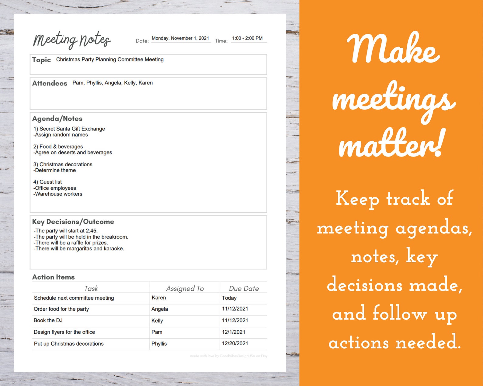 meeting-notes-template-meeting-minutes-printable-fillable-etsy