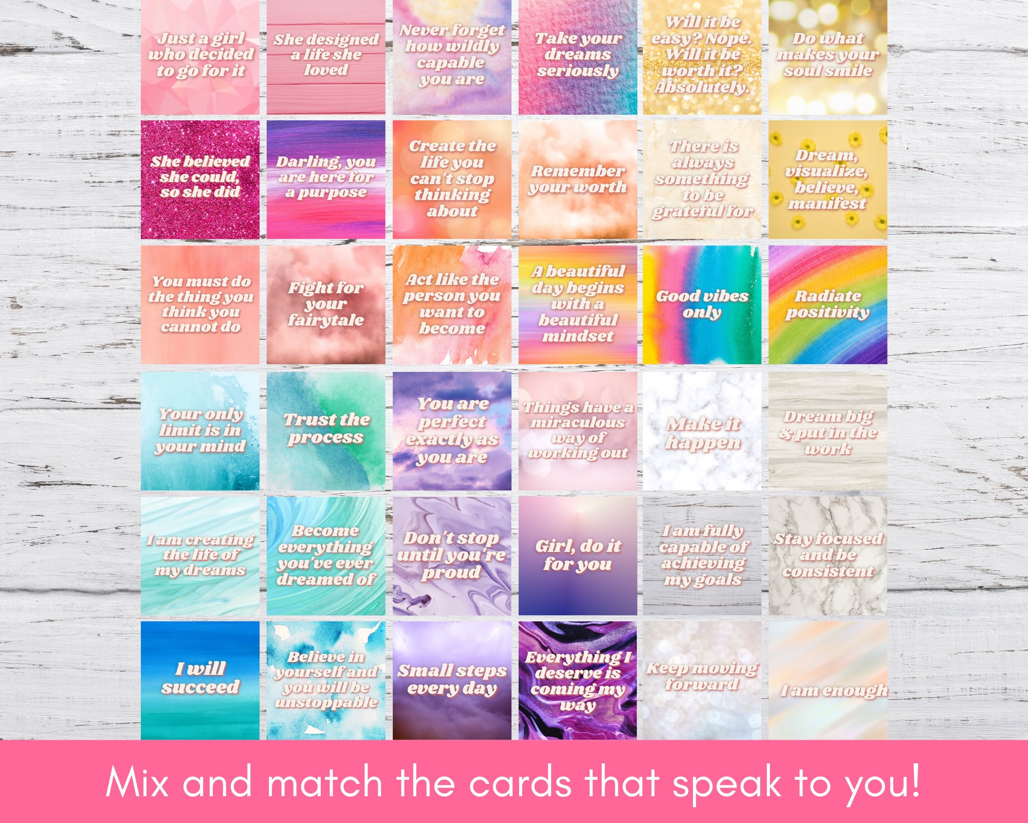 Vision Board Printable Kit | Vision Board Cards | Printable Affirmation ...