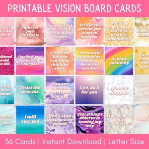 Vision Board Kit, Power Words Printable, Affirmation Quote Cards