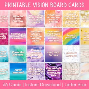Kit imprimable Vision Board | Cartes Vision Board | Cartes d'affirmation imprimables | Imprimables Vision Board | Mots et citations Vision Board | PDF