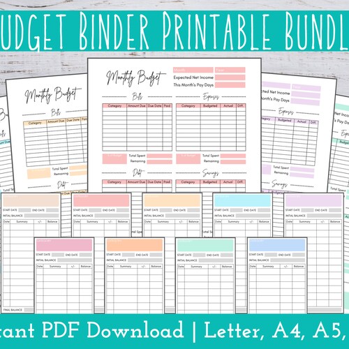 Budget Binder Envelope Kit Cash Envelope Inserts Budget Etsy