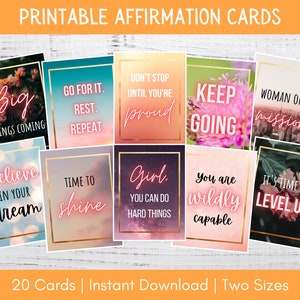 Cartes d'affirmation imprimables | Citations motivantes | Cartes de citations Vision Board | énonciations inspirantes | Cartes de devis imprimables | 8 x 10 et 5 x 7