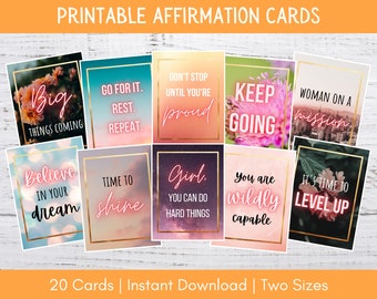 Printable Affirmation Cards | Motivational Quotes | Vision Board Quote Cards | Inspirational Sayings | Printable Quote Cards | 8x10 And 5x7