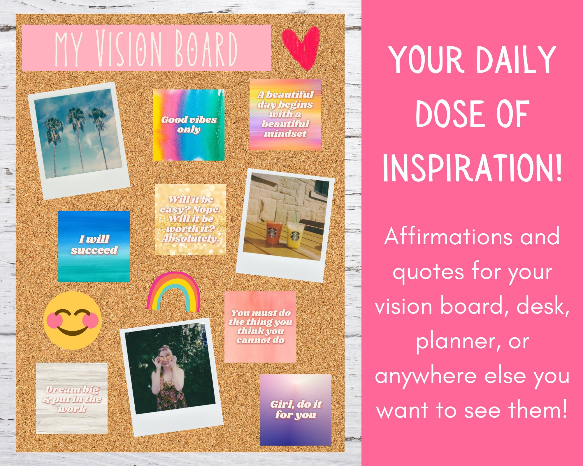 Vision Board Printable Kit | Vision Board Cards | Printable Affirmation ...